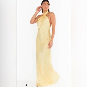 Pale yellow lux satin gown
